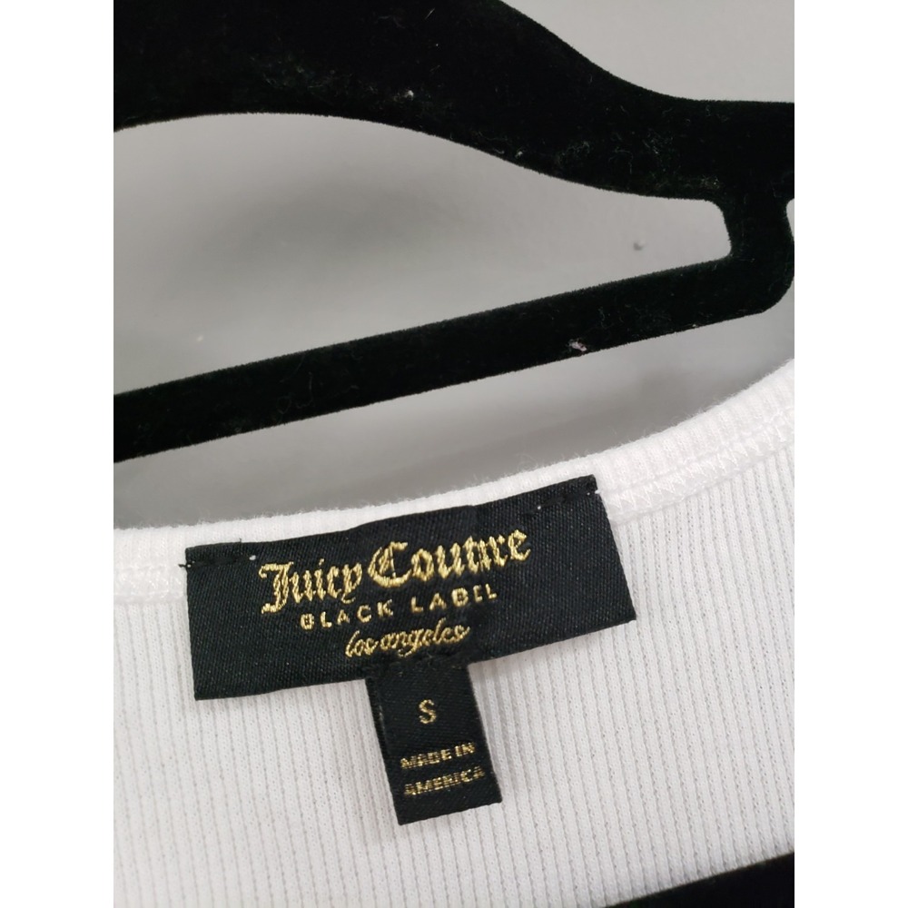 NEW SMALL Juicy Couture Tank Top Gothic Crystal Logo Ribbed White Beater - Picture 5 of 7